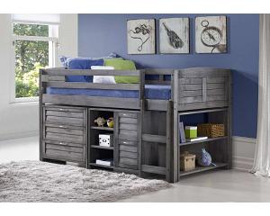 Cosey Rustic grey pine wood, mid sleeper bed with storage (Right Ladder)